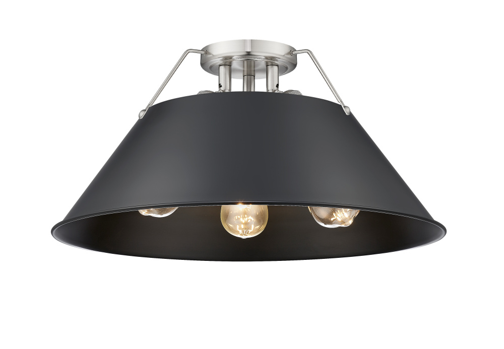 Yep by Golden Lighting Orwell 3-light Flush Mount in Pewter and Matte Black shade
